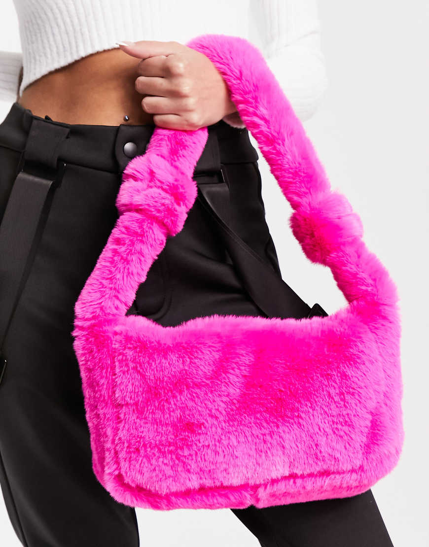 Threadbare - Ski - Schultertasche aus Kunstpelz in Pink-Rosa von Threadbare