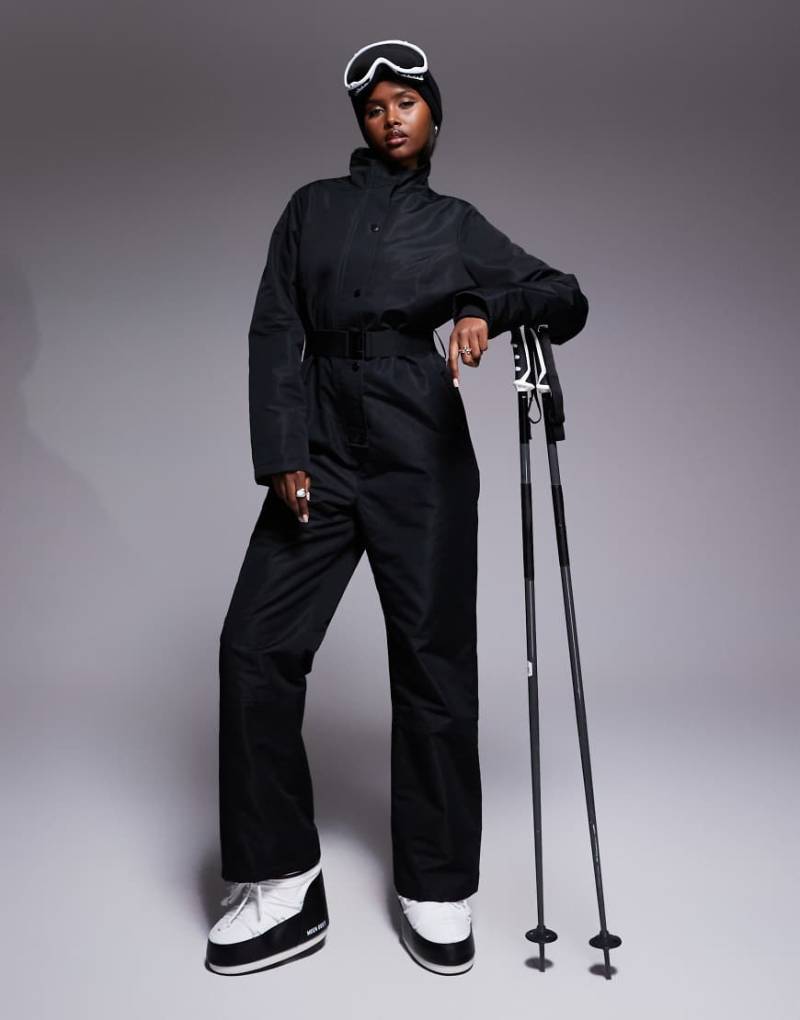 Threadbare - Skianzug in Schwarz mit Knopfleiste vorne von Threadbare