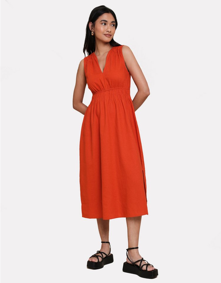 Threadbare Sommerkleid THB Peppercorn Linen Waisted Midi Dress mit figurbetonter Passform von Threadbare