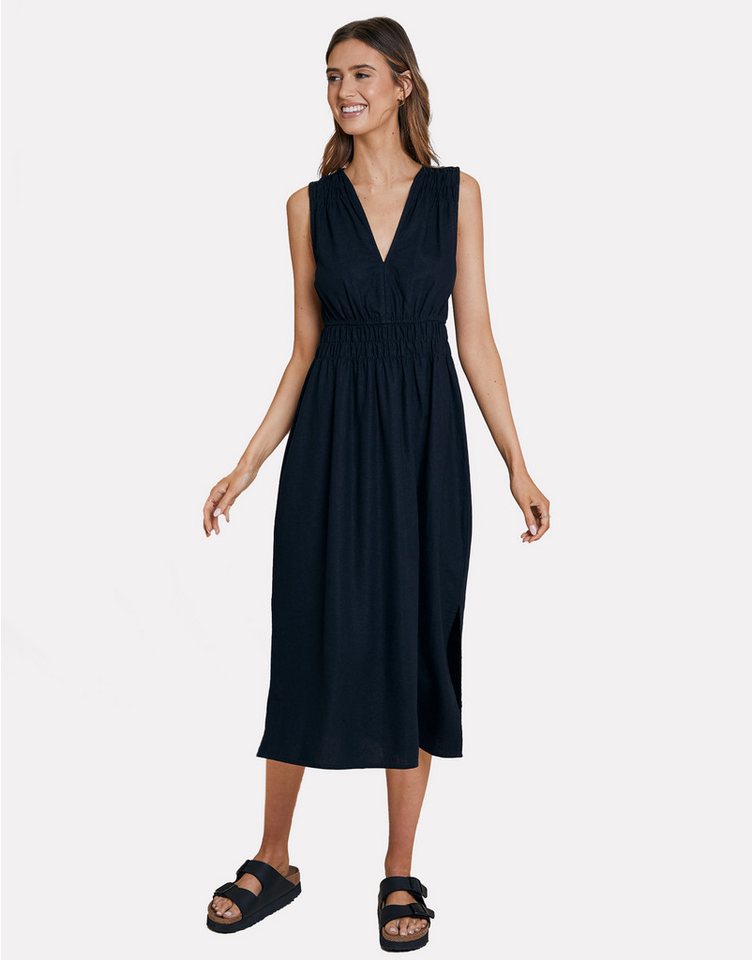 Threadbare Sommerkleid THB Peppercorn Linen Waisted Midi Dress mit figurbetonter Passform von Threadbare