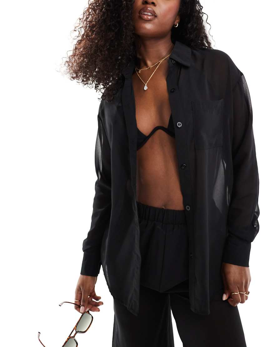 Threadbare - Strandhemd in Schwarz Threadbare - Strandhemd in Schwarz von Threadbare