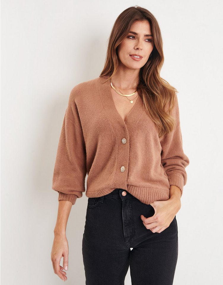 Threadbare Strickjacke Breanna Jewel Button Cardigan mit kurzem Schnitt Threadbare Strickjacke Breanna Jewel Button Cardigan mit kurzem Schnitt von Threadbare