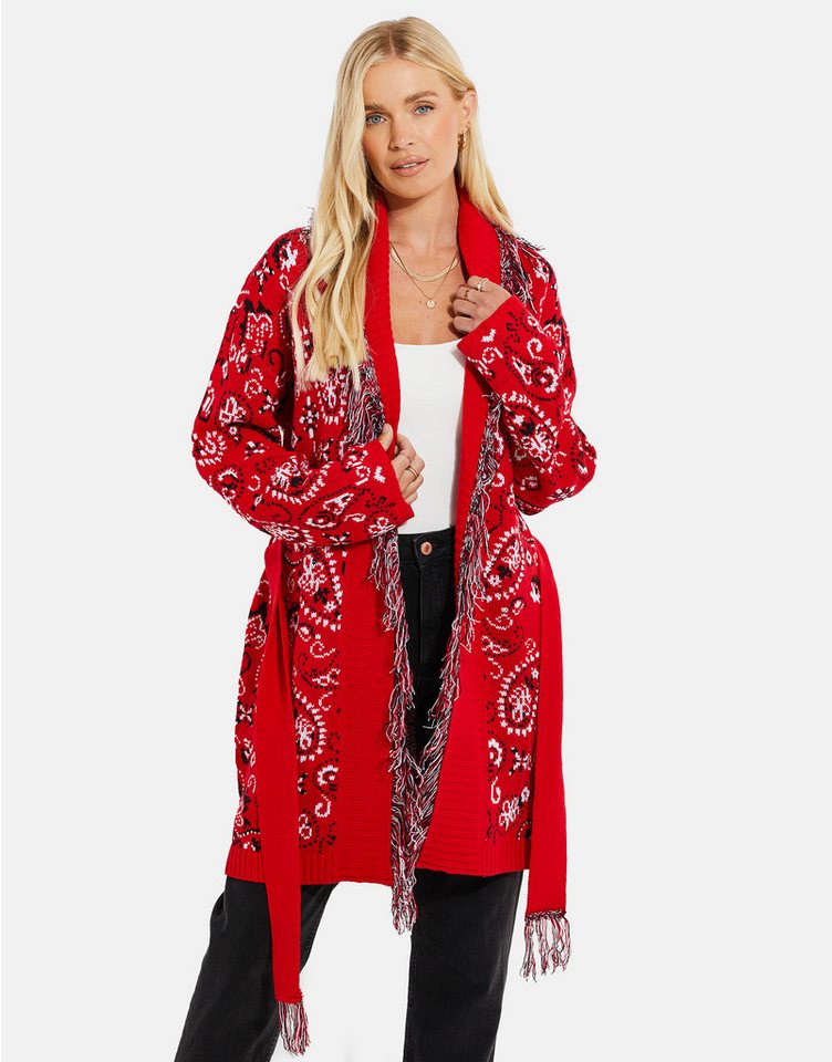 Threadbare Strickjacke THB Morganite jacquard tie belt Cardigan (1-tlg) mit stilvollem Strickmuster von Threadbare