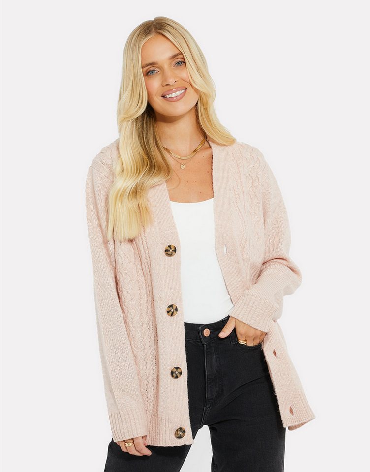 Threadbare Strickjacke THB Tanzanite Cable Button Up Cardigan Black (1-tlg) mit Knöpfen von Threadbare