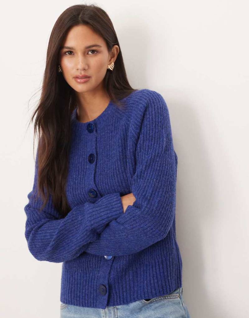 Threadbare - Strickjacke aus grobem Strick in Blau-Marineblau von Threadbare