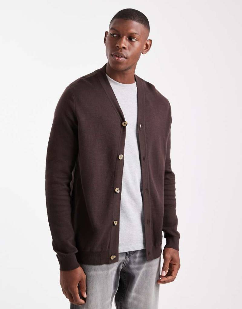Threadbare - Strickjacke in Braun-Brown von Threadbare