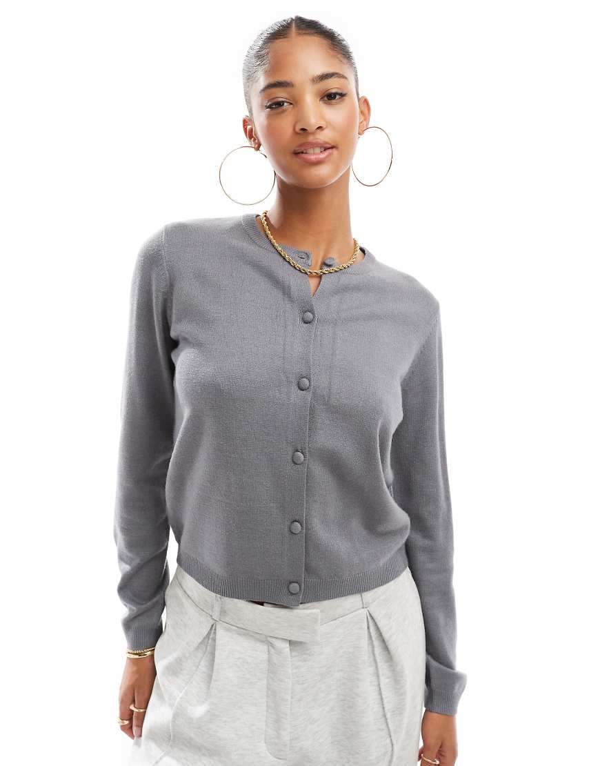 Threadbare - Strickjacke in Grau mit Knopfleiste von Threadbare
