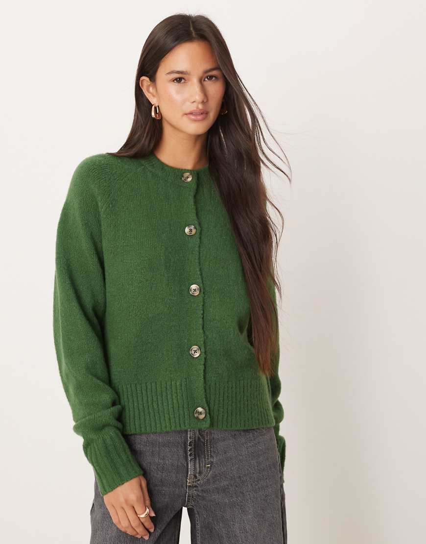 Threadbare - Strickjacke in Grün mit Rundhalsausschnitt von Threadbare