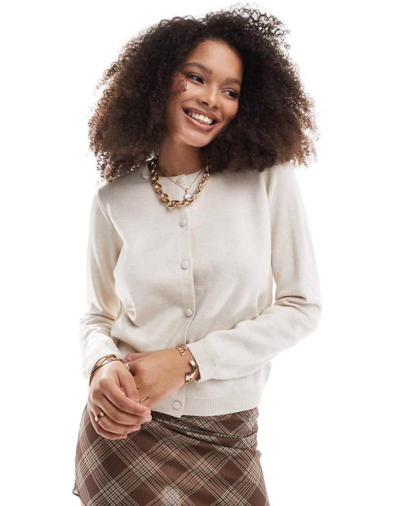 Threadbare - Strickjacke in Hellbeige mit Knopfleiste-Neutral von Threadbare