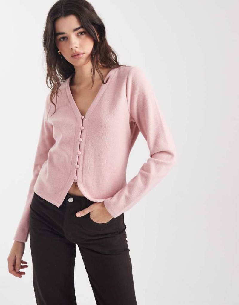 Threadbare - Strickjacke in Rosa mit Knopfleiste von Threadbare