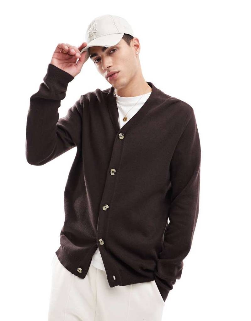 Threadbare - Strickjacke in Schokoladenbraun von Threadbare