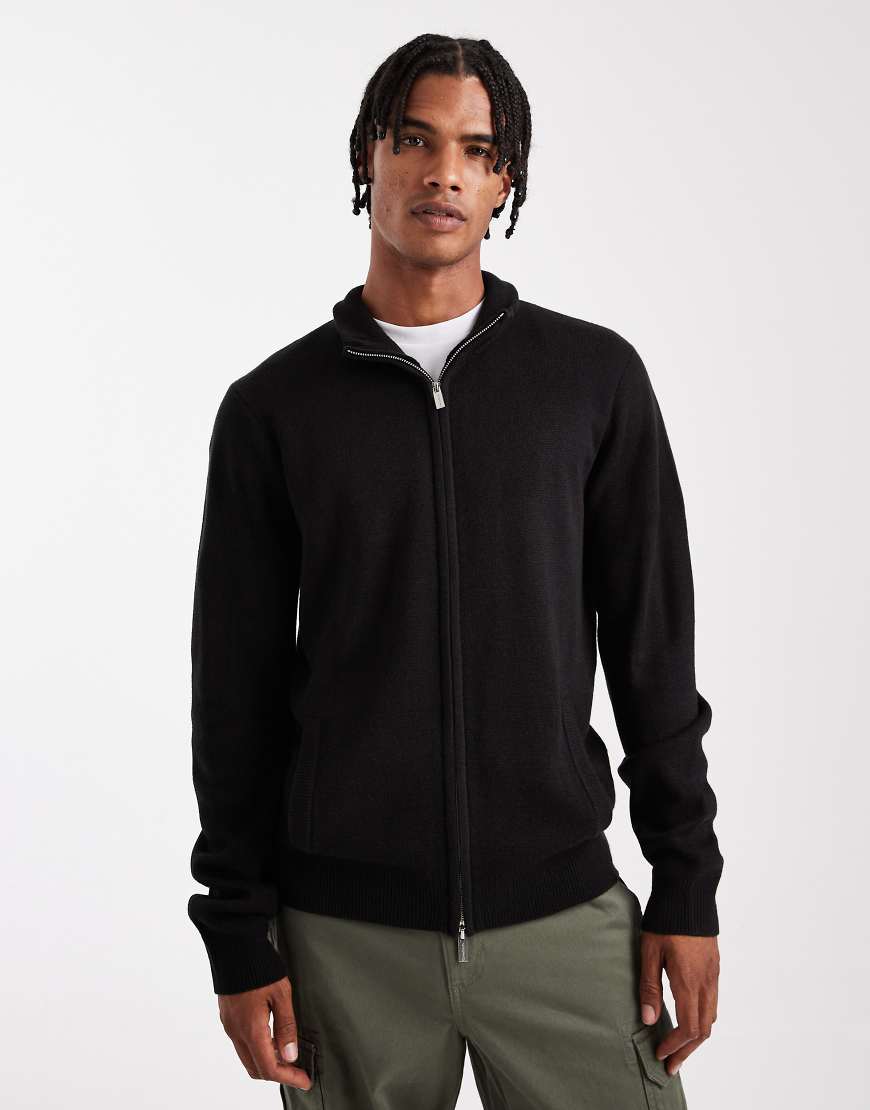 Threadbare - Strickjacke in Schwarz mit Reißverschluss von Threadbare