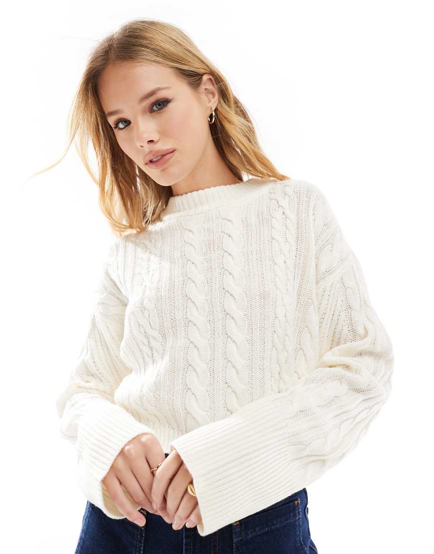 Threadbare - Strickpullover in Cremeweiß mit Zopfmuster Threadbare - Strickpullover in Cremeweiß mit Zopfmuster von Threadbare