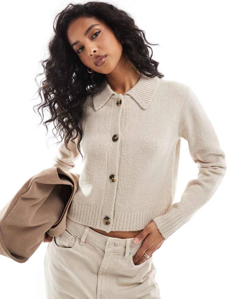 Threadbare - Strickpullover in Hellbeige mit Kragendetail-Neutral von Threadbare