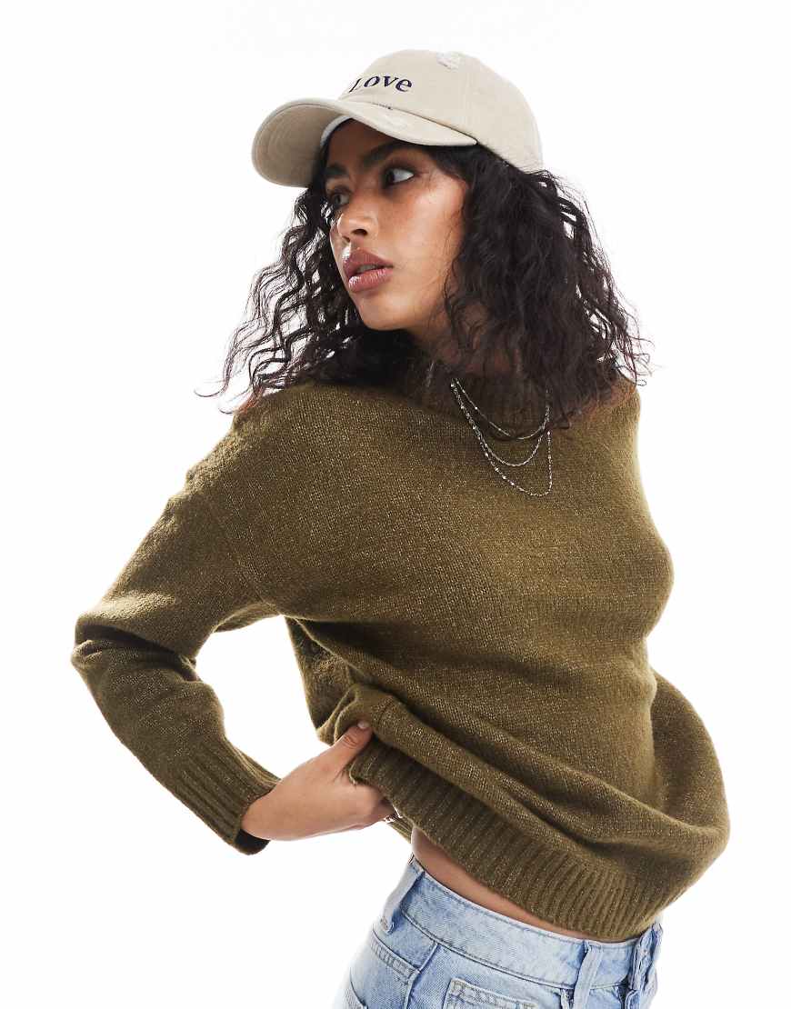 Threadbare - Strickpullover in Khaki-Grün von Threadbare