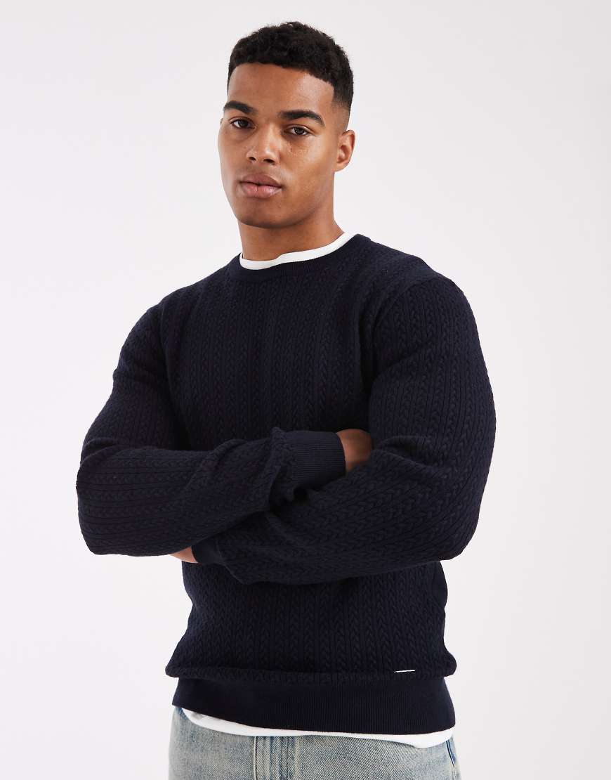 Threadbare - Strickpullover in Marineblau mit Rundhalsausschnitt Threadbare - Strickpullover in Marineblau mit Rundhalsausschnitt von Threadbare