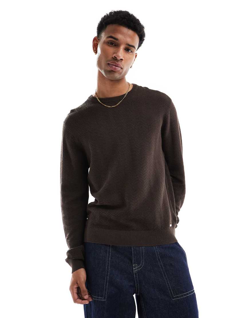 Threadbare - Strickpullover in Schokoladenbraun mit Rundhalsausschnitt Threadbare - Strickpullover in Schokoladenbraun mit Rundhalsausschnitt von Threadbare