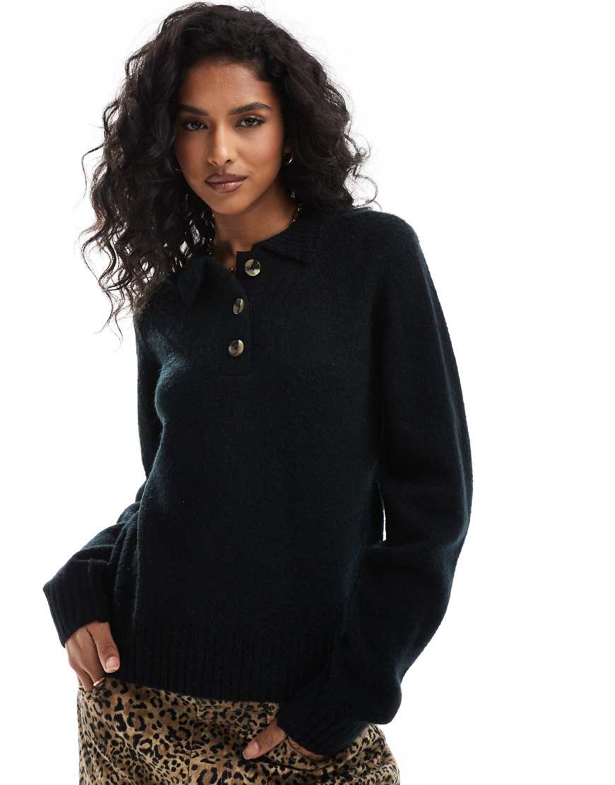 Threadbare - Strickpullover in Schwarz mit Kragen Threadbare - Strickpullover in Schwarz mit Kragen von Threadbare