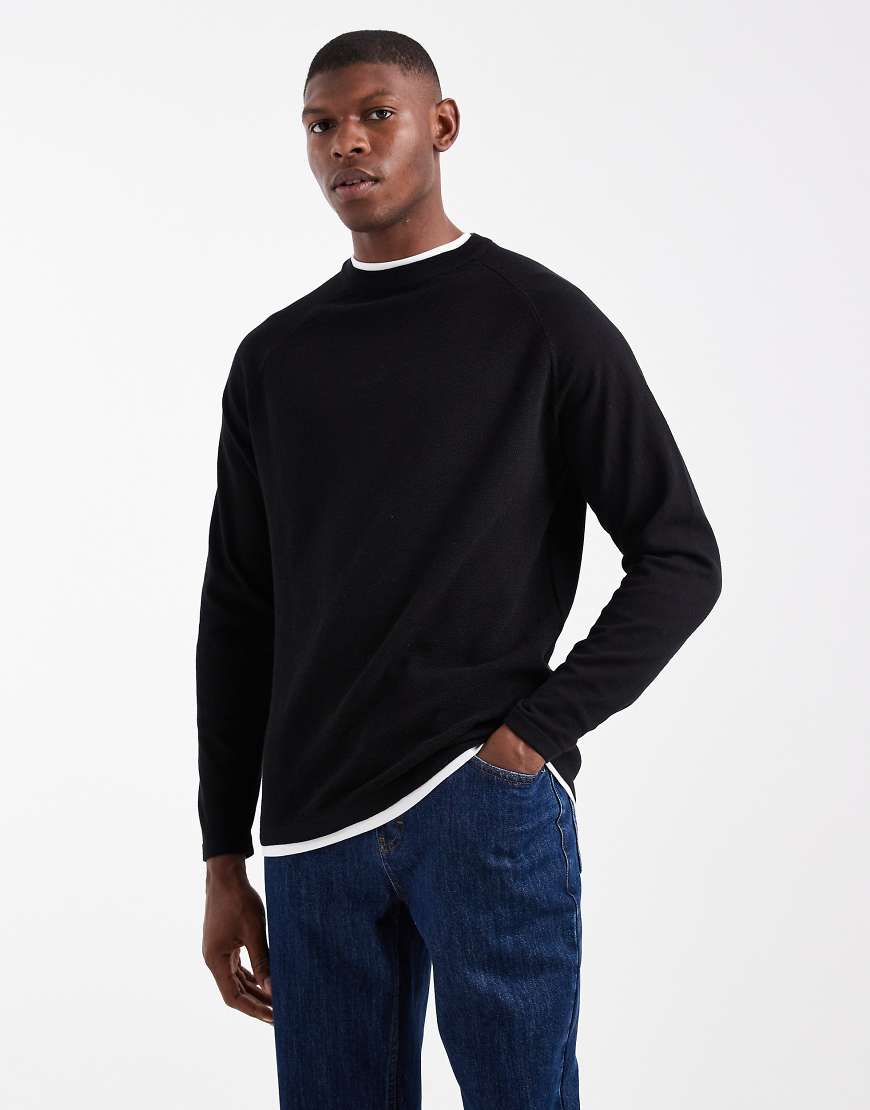 Threadbare - Strickpullover in Schwarz mit Stehkragen Threadbare - Strickpullover in Schwarz mit Stehkragen von Threadbare