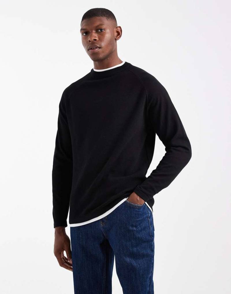 Threadbare - Strickpullover in Schwarz mit Stehkragen Threadbare - Strickpullover in Schwarz mit Stehkragen von Threadbare