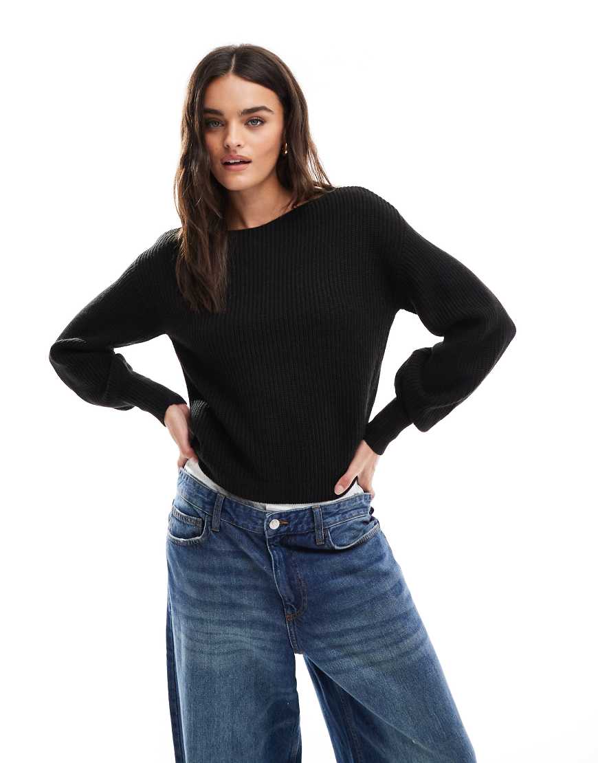 Threadbare - Strickpullover in Schwarz mit U-Boot-Ausschnitt Threadbare - Strickpullover in Schwarz mit U-Boot-Ausschnitt von Threadbare