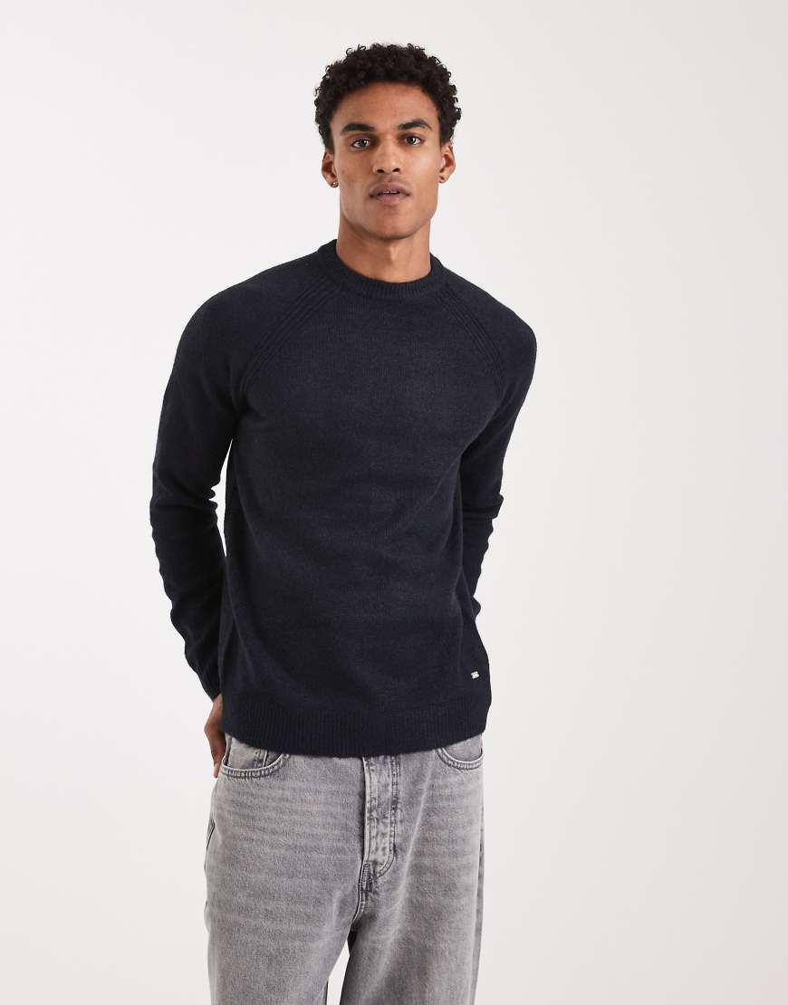 Threadbare - Strickpullover mit Rundhalsausschnitt in Marineblau von Threadbare