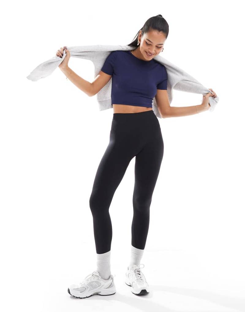 Threadbare - Superelastisches T-Shirt in Marineblau mit kurzem Schnitt-Grün von Threadbare