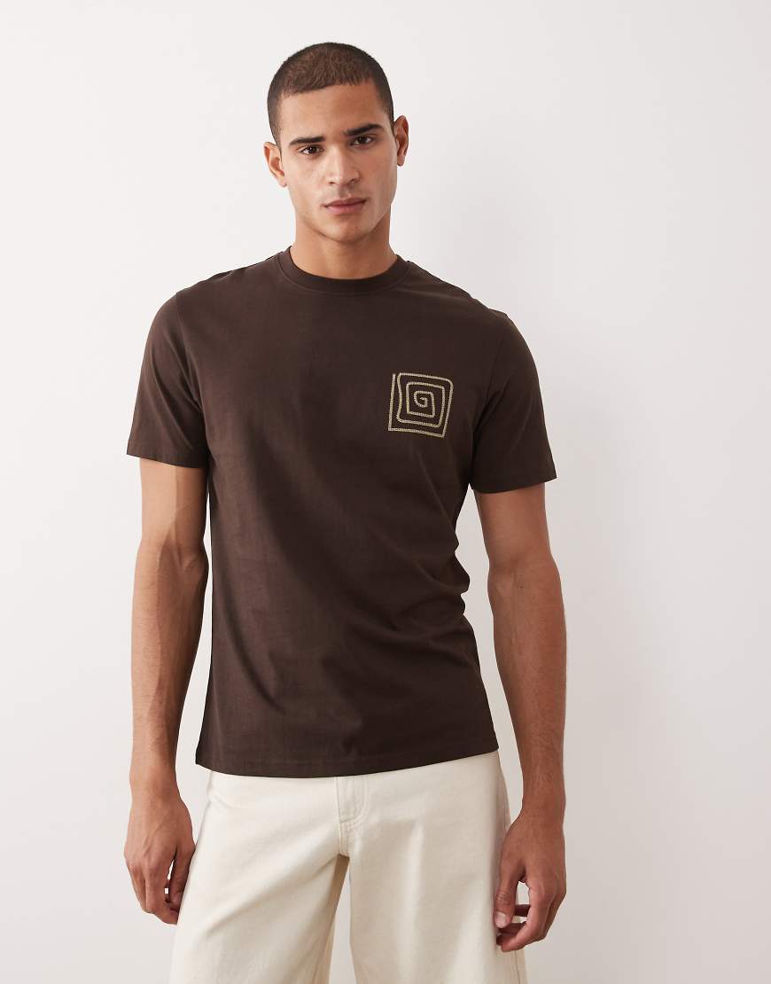 Threadbare - T-Shirt in Braun mit Rückenprint von Threadbare