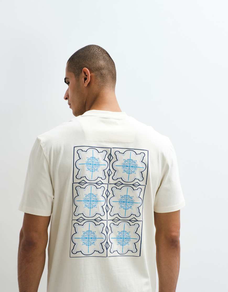 Threadbare - T-Shirt in Ecru mit Rückenprint-Weiß von Threadbare