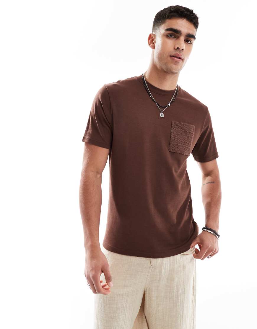 Threadbare - T-Shirt in Hellbraun mit Tasche von Threadbare