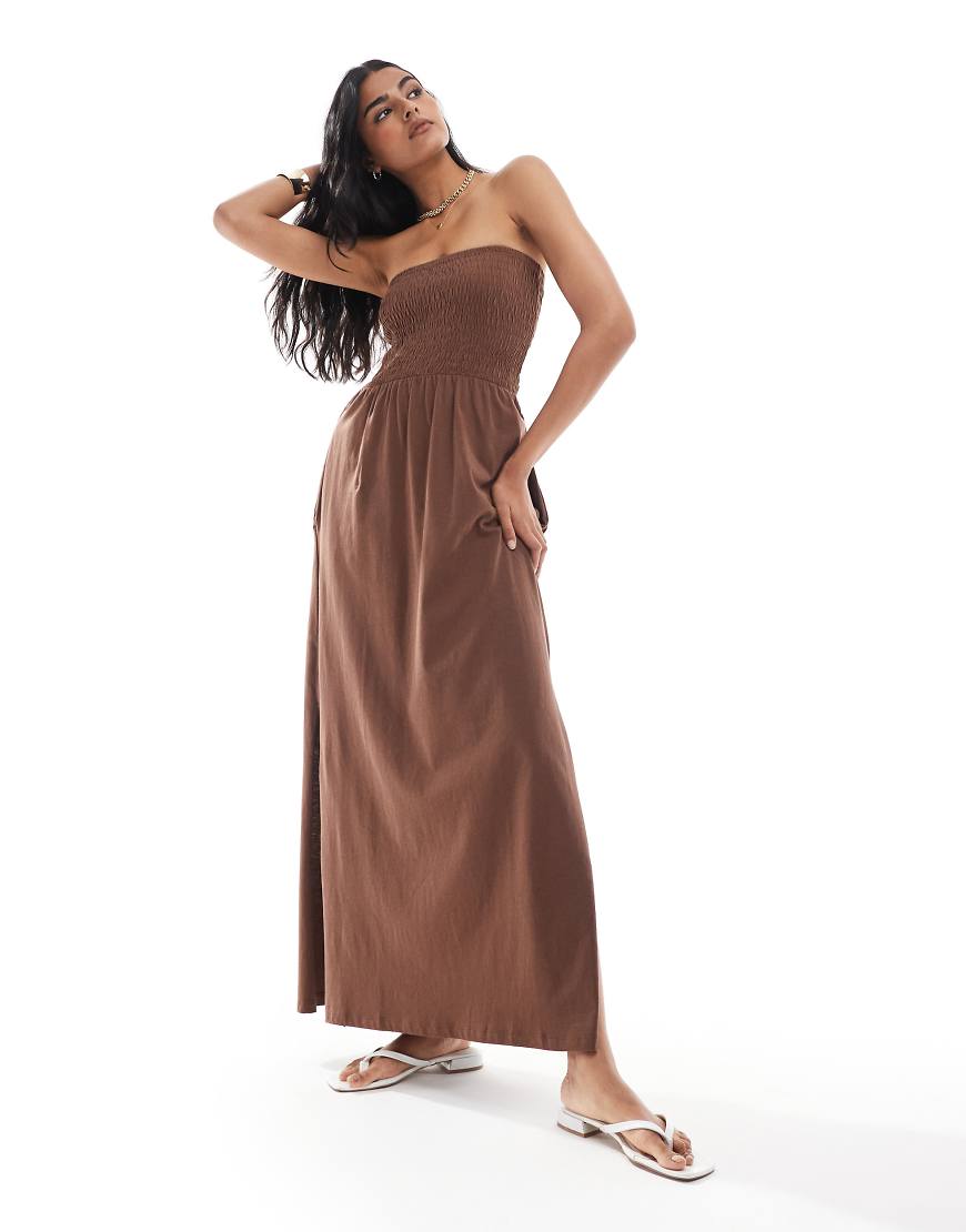 Threadbare - Trägerloses Maxikleid aus Jersey in Schokobraun Threadbare - Trägerloses Maxikleid aus Jersey in Schokobraun von Threadbare