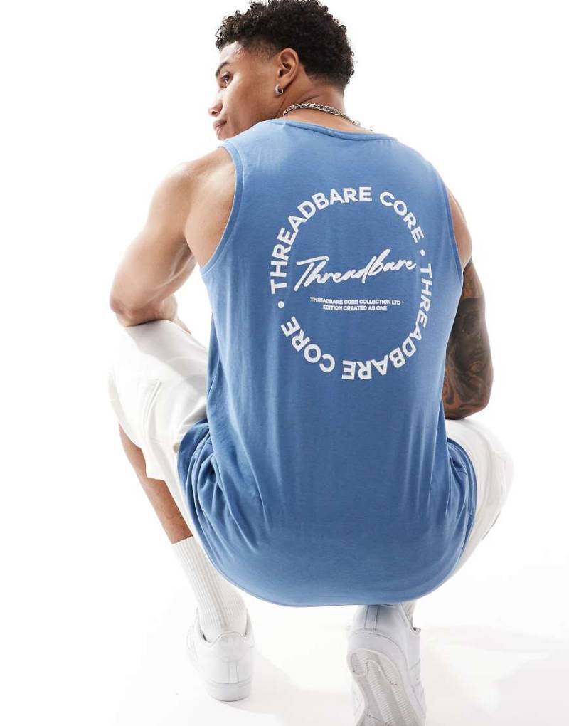 Threadbare - Trägertop in Koronetblau mit Logoprint von Threadbare