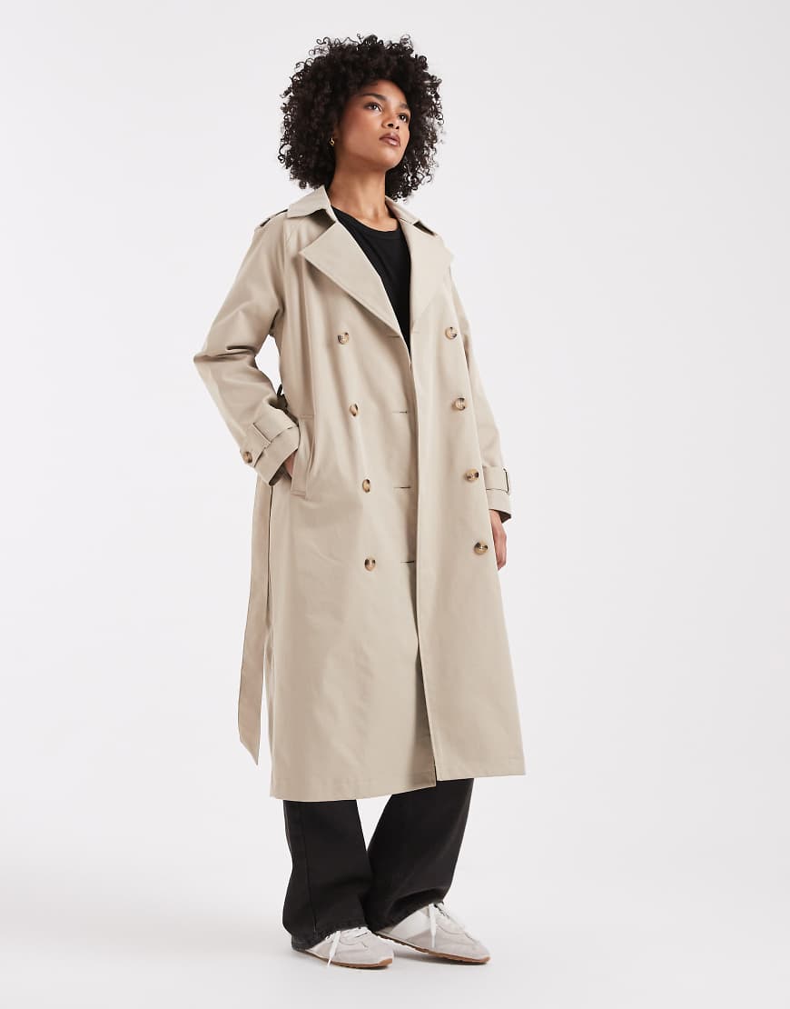 Threadbare - Trenchcoat in hellem Steinbeige-Neutral von Threadbare