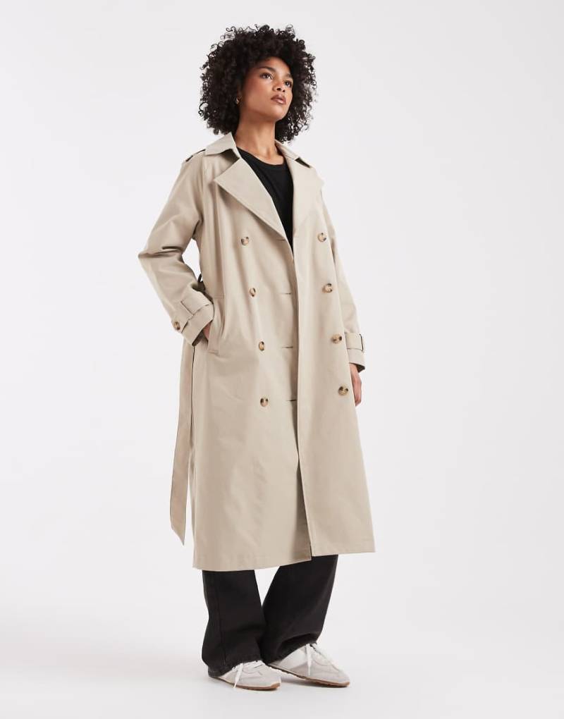 Threadbare - Trenchcoat in hellem Steinbeige-Neutral von Threadbare