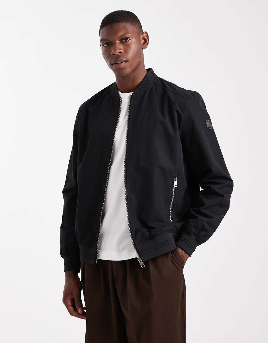Threadbare - Wasserabweisende Bomberjacke in Schwarz mit Taschen und Reißverschluss von Threadbare