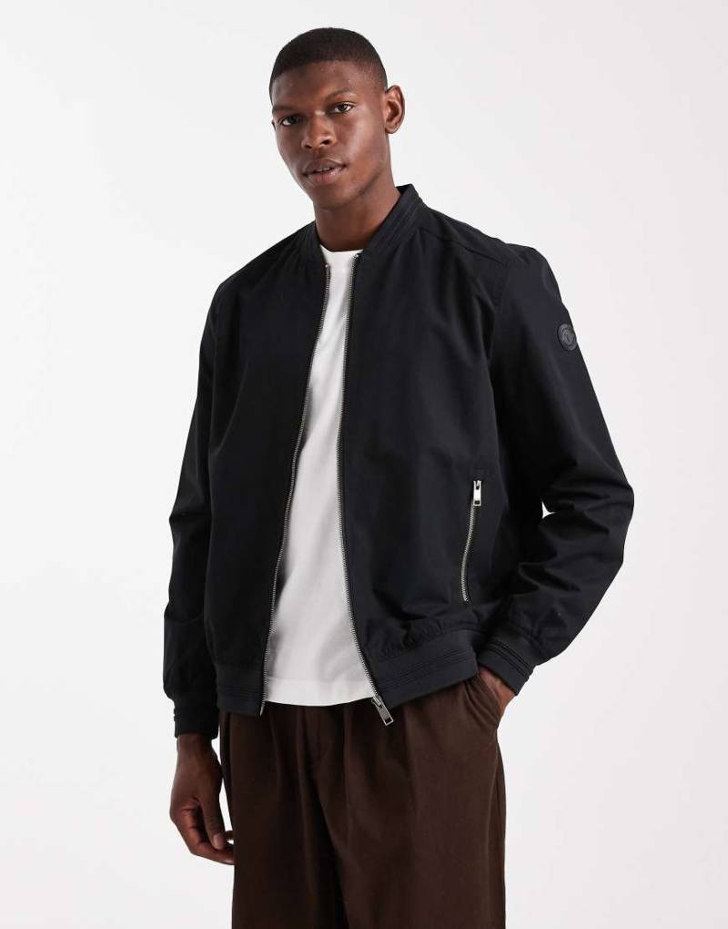 Threadbare - Wasserabweisende Bomberjacke in Schwarz mit Taschen und Reißverschluss von Threadbare