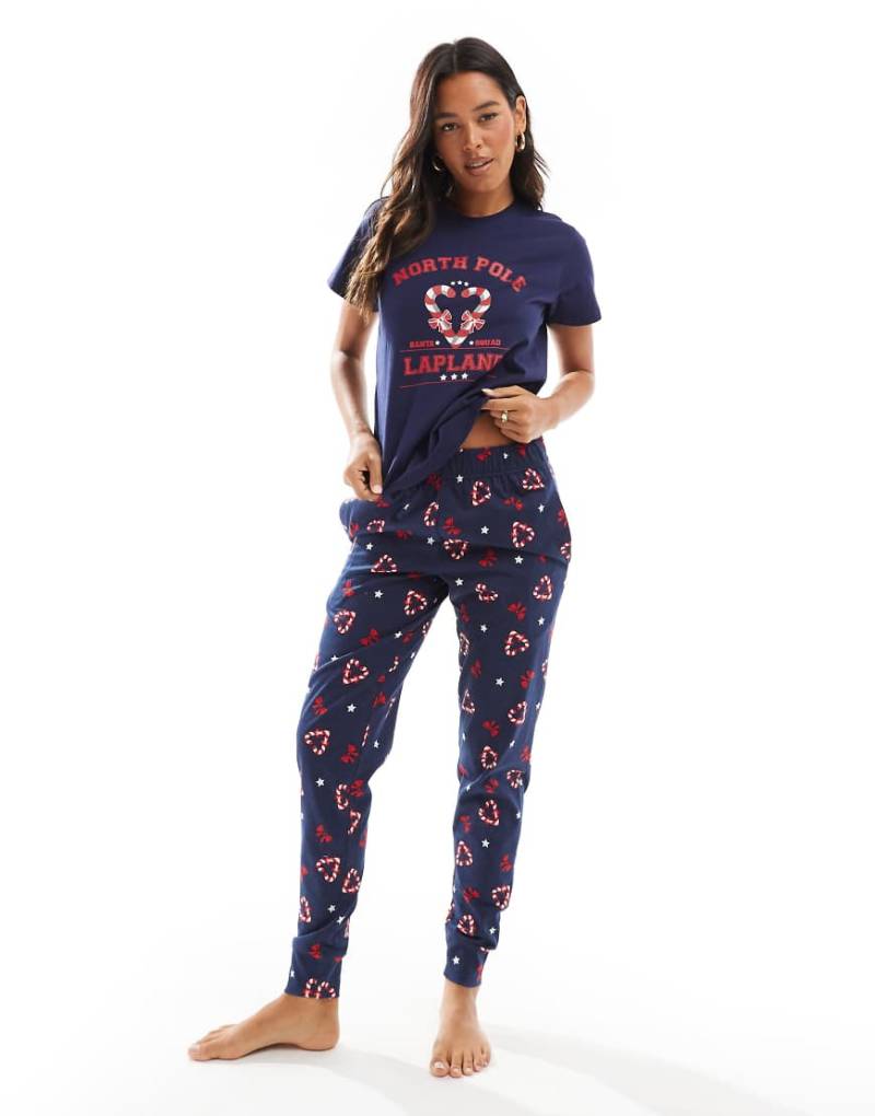 Threadbare - Weihnachten - Witziger Pyjama in Marineblau von Threadbare