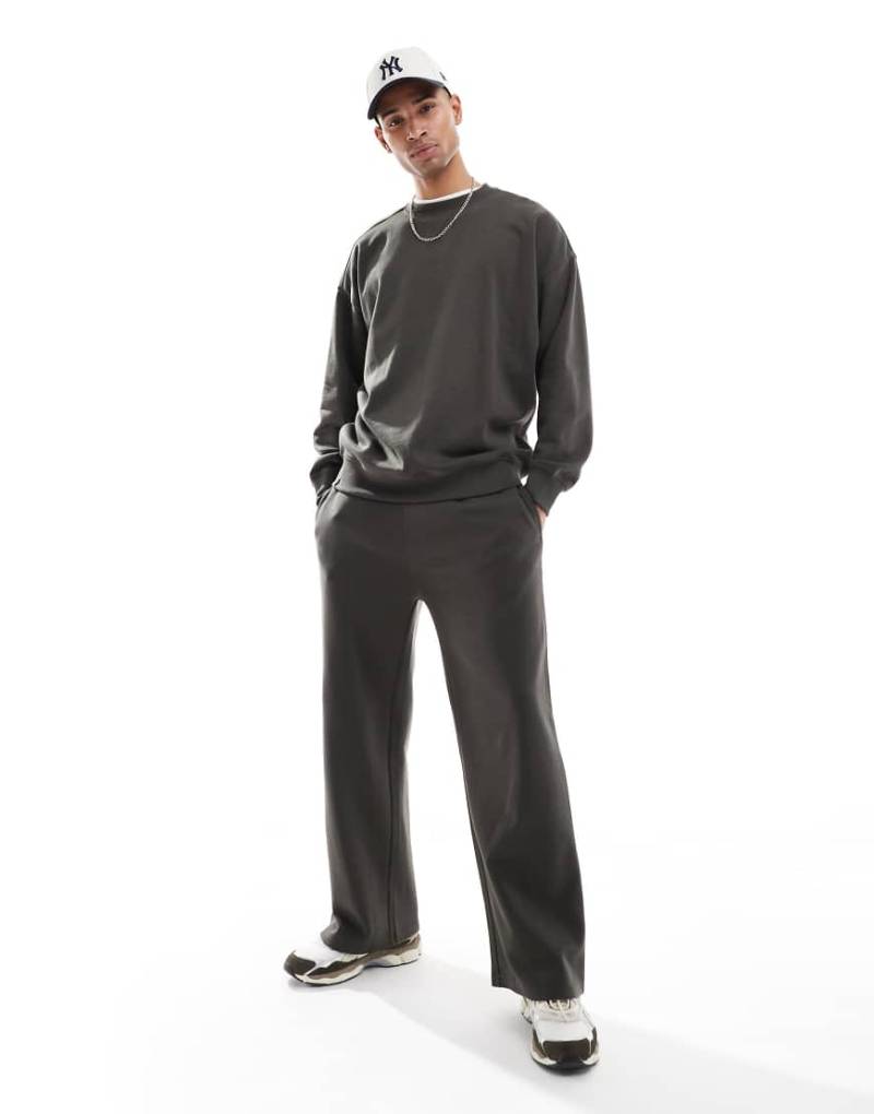 Threadbare - Weit geschnittene Jogginghose in Anthrazit, Kombiteil-Grau von Threadbare