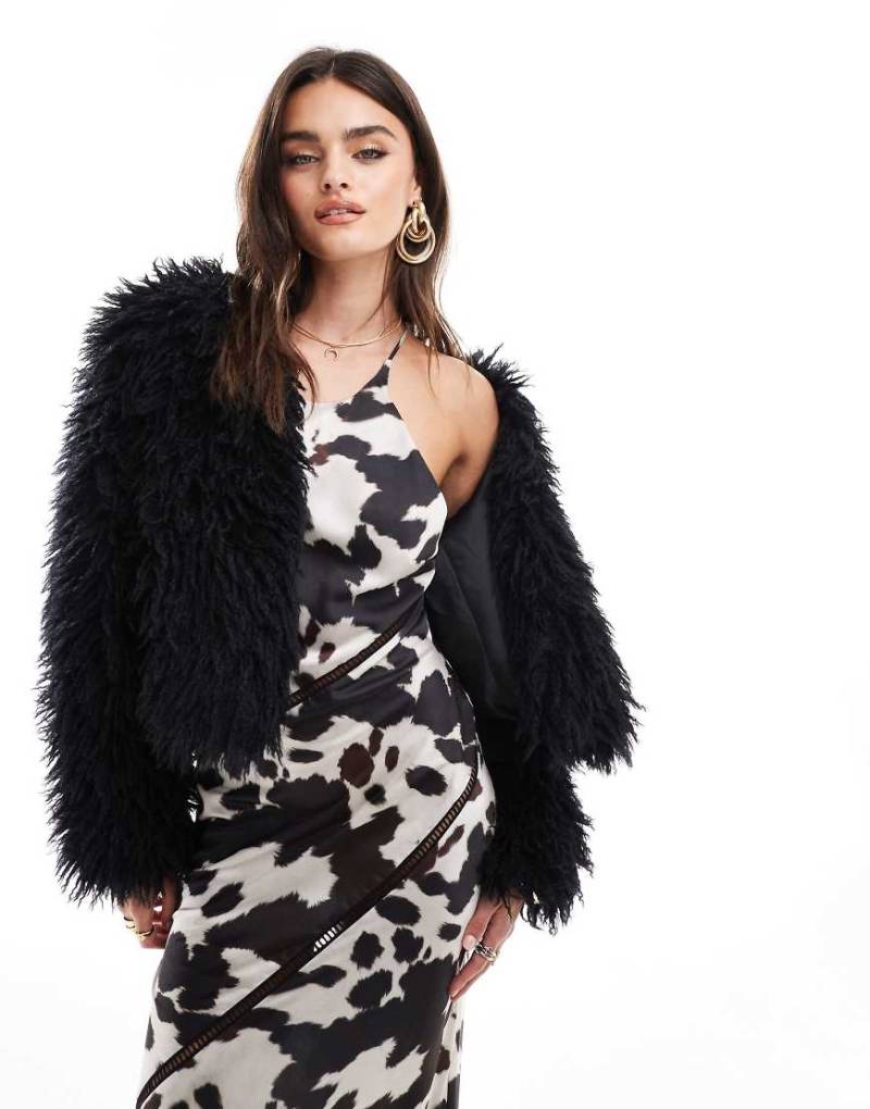 Threadbare - Jacke aus zotteligem Kunstpelz in Schwarz von Threadbare