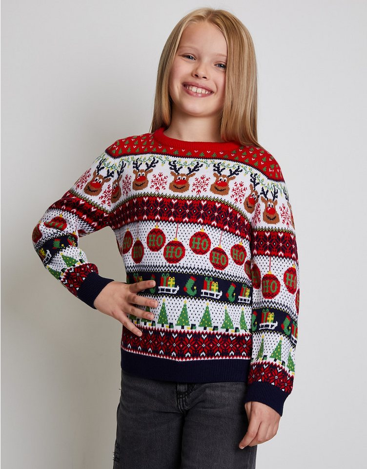 Threadboys Rundhalspullover Reindeer mit coolem Rentier-Print von Threadboys