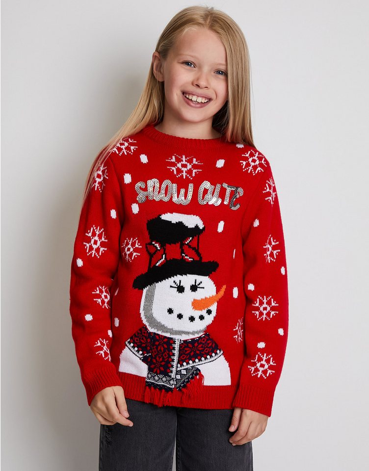 Threadgirls Rundhalspullover Snowman (1-tlg) im Weihnachts-Design von Threadgirls