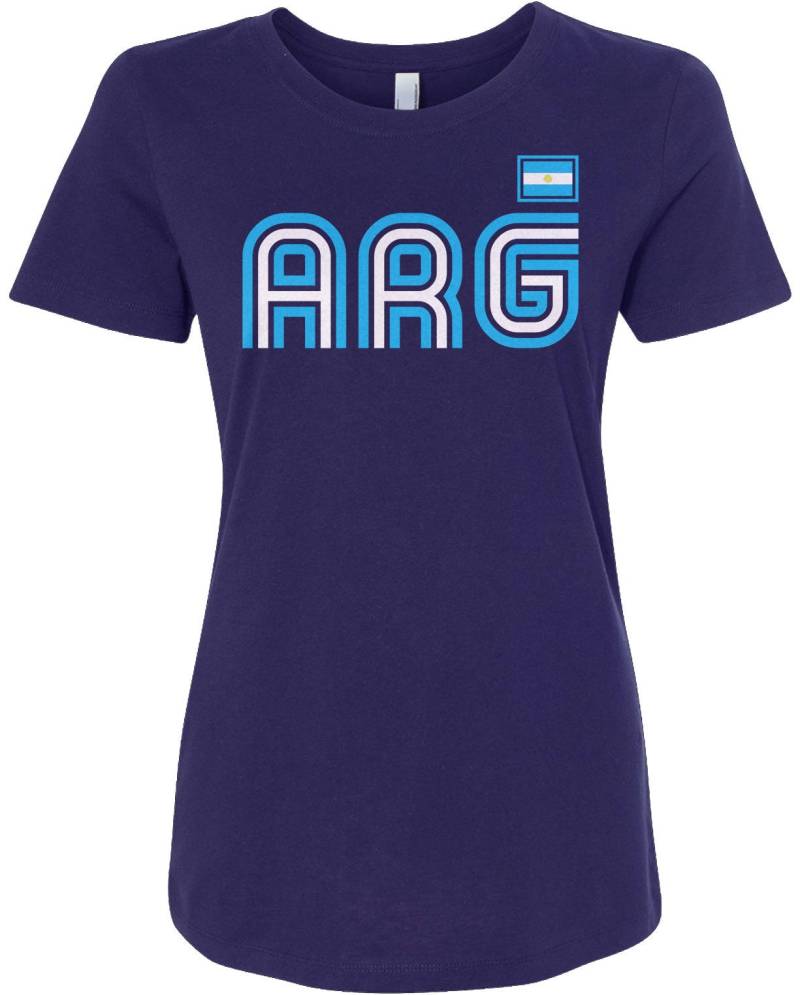 Argentinien Athletic Retro Serie Damen Langarm T-Shirt - Raw-Edge Raglan Kurzarm V-Ausschnitt Ausgestattet von Threadrock