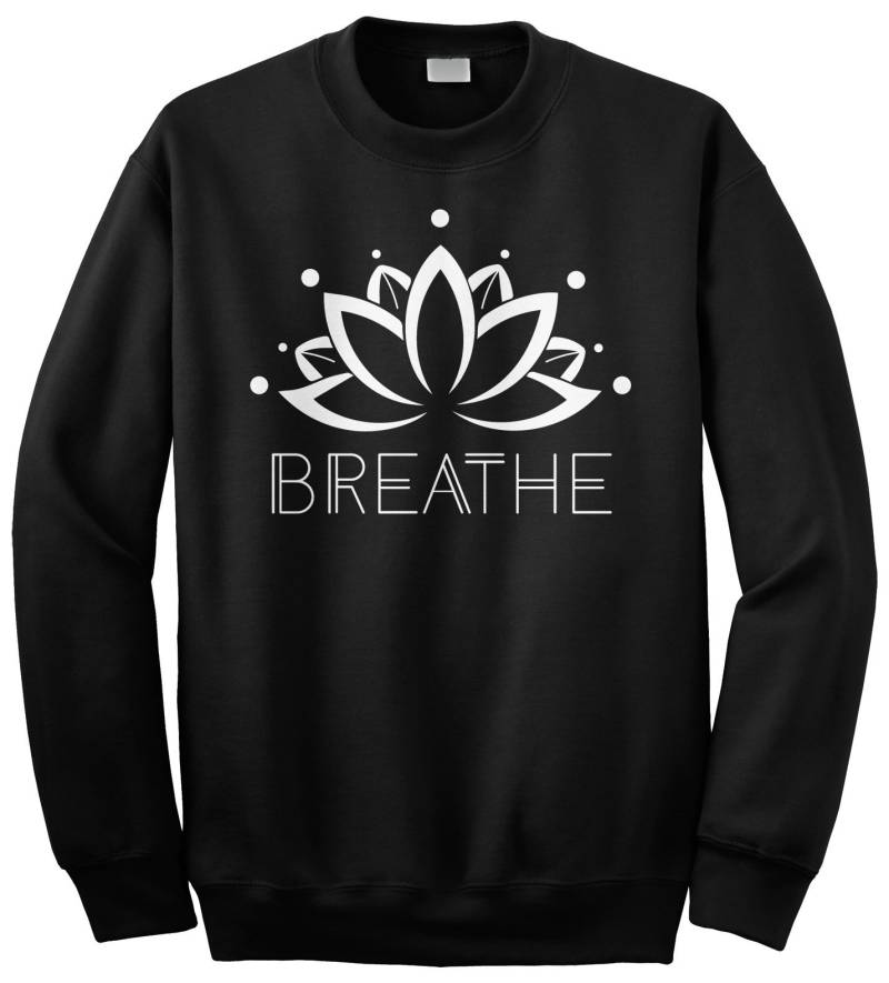 Atmen Sie, Lotus-Blume-Unisex Erwachsene Rundhals-Sweatshirt Oder Pullover Hoodie von Threadrock