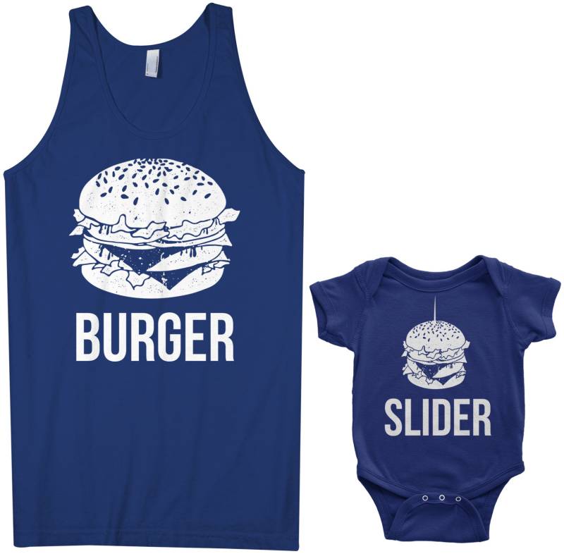 Burger Und Schieber Herren Tank-Top Säugling Body Papa Baby Passende Set von Threadrock
