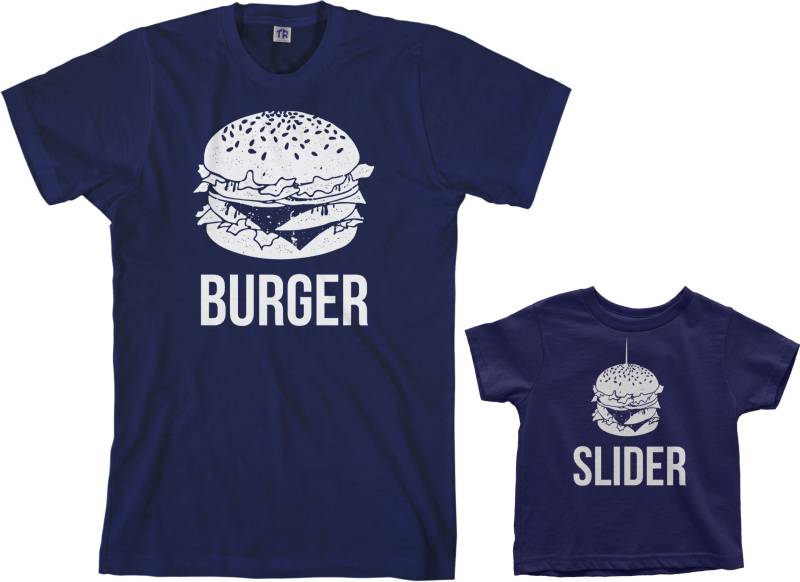 Burger Und Slider Herren Kleinkind Papa Sohn Oder Tochter Passende T-Shirt Set von Threadrock