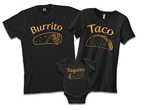 Burrito Taco Taquito | Dad Mom Baby passendes Familien-Hemd-Set - Schwarz - Groß von Threadrock