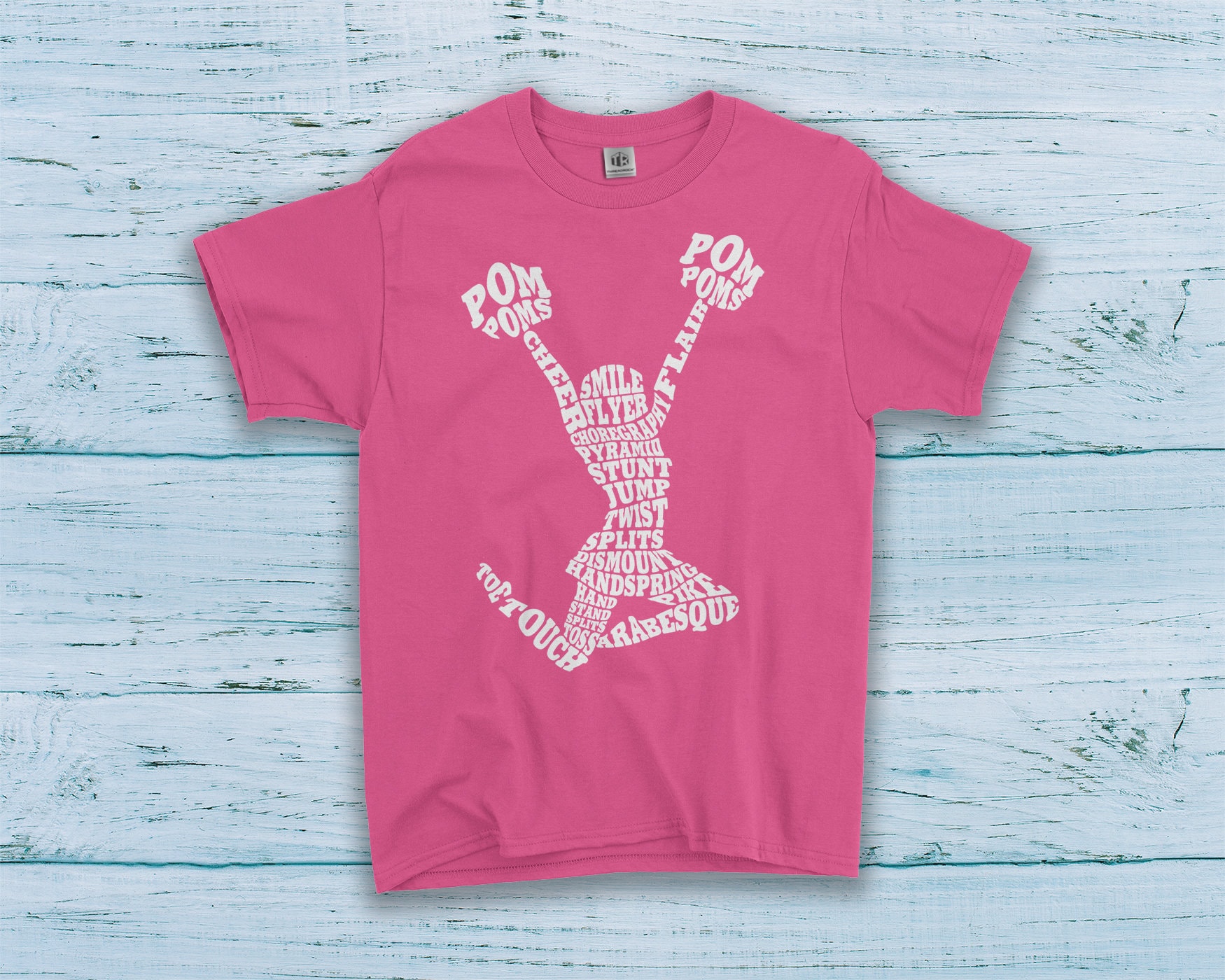Cheerleader Cheer Typografie Kinder Jugend Mädchen T-Shirt von Threadrock