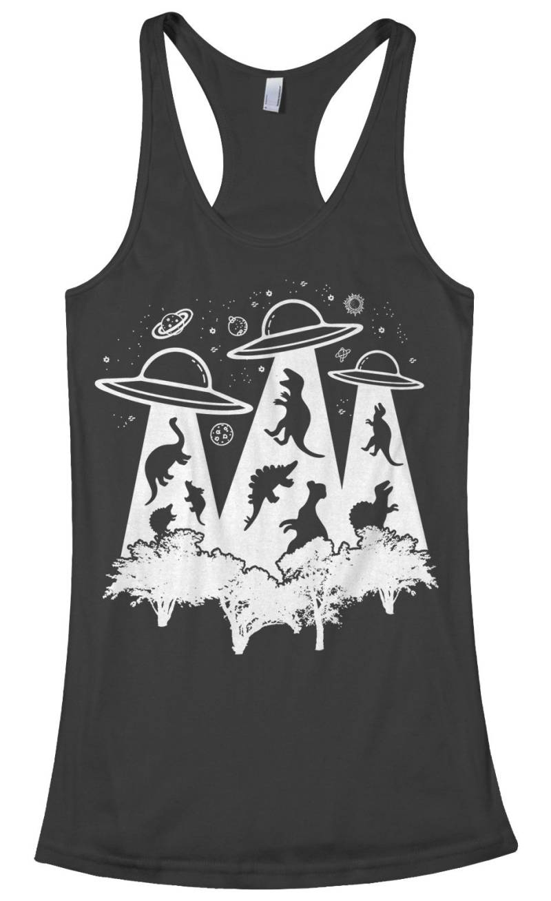 Dinosaurier Alien Entführung Frauen Racerback Tank Top - Burnout Junior Fit von Threadrock