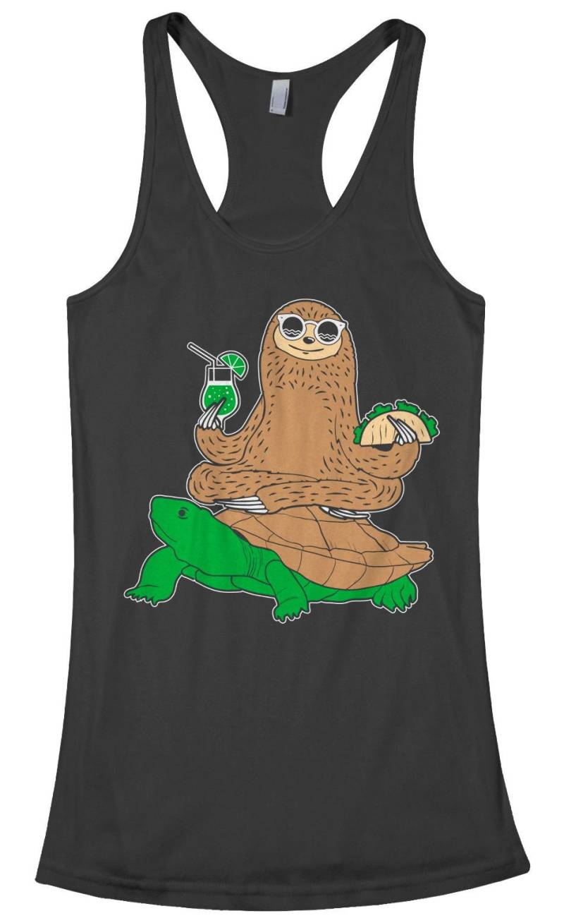 Faultier Riding Turtle Frauen Racerback Tank Top - Burnout von Threadrock