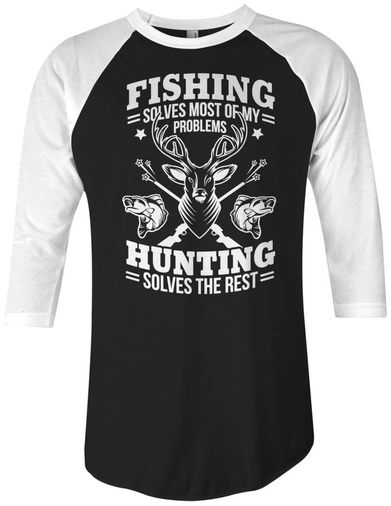 Fishing Löst Die Meisten Probleme Auf Der Jagd-Der Rest-Unisex Adult Raglan T-Shirt von Threadrock